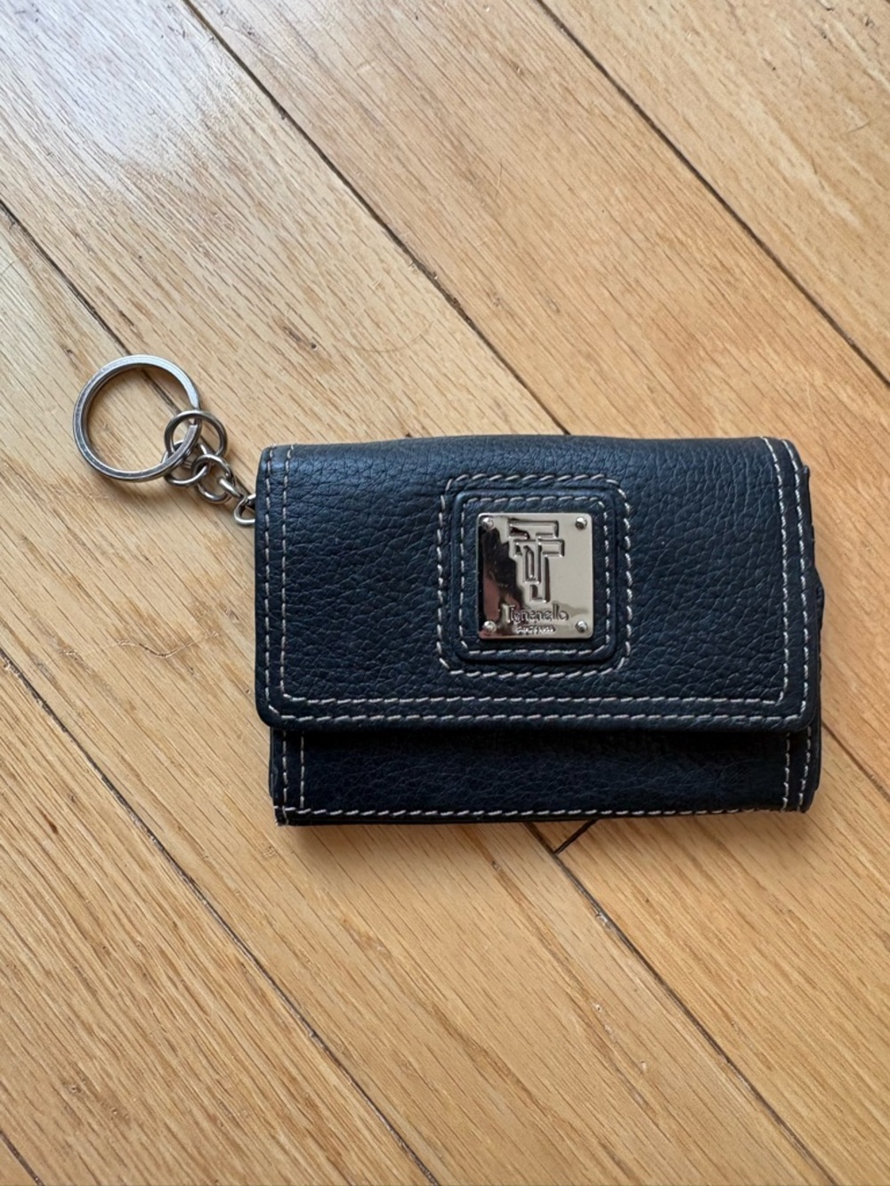 Leather card holder keychain by Tiganello clear ID pocket for viewing
